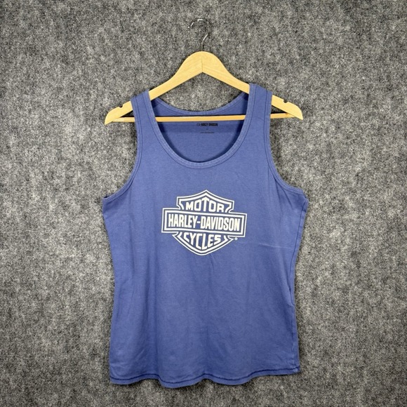 Harley-Davidson Tank Top Mens XL Blue Sleeveless Biker Shirt - Picture 1 of 7